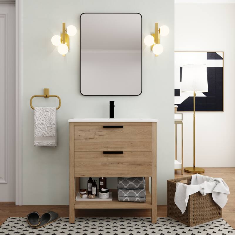 BNK 30/36 Inch Bathroom Vanity With Single Sink,Modern Bathroom Vanities With Soft Close Drawer And Shelf - 30"W x 18.3"D x 33.5"H - IMO