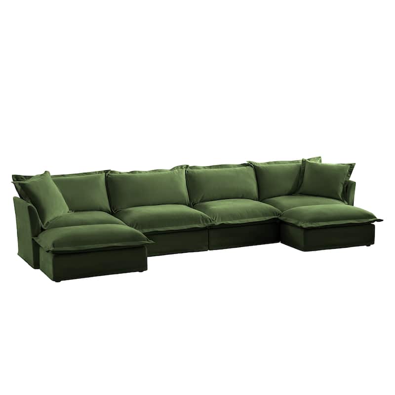 Modern Deep Seat Modular Sofa with Removable Chenille Covers and Plush Cushions for Living Room and Guest Room