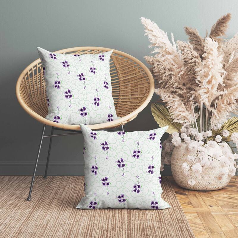 Orchid Artistry Indoor/Outdoor Reversible Throw Pillow Green and Violet