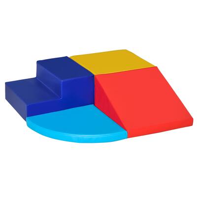 Qaba Foam Play Set for Toddlers and Children, Easy-to-clean 4 Piece Soft & Safe Kids Climbing Set for Crawling or Sliding