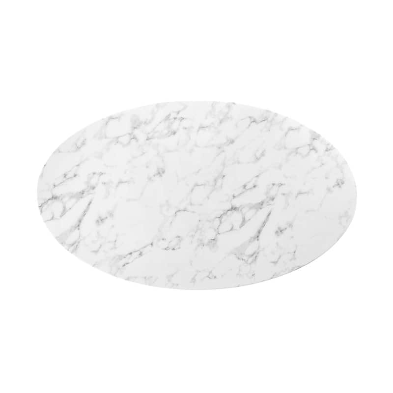 Oval Artificial Marble Dining Table - White