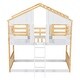 preview thumbnail 16 of 16, Twin over Twin House Bunk Bed with Roof, Window, Window Box, Door with Safety Guardrails and Ladder