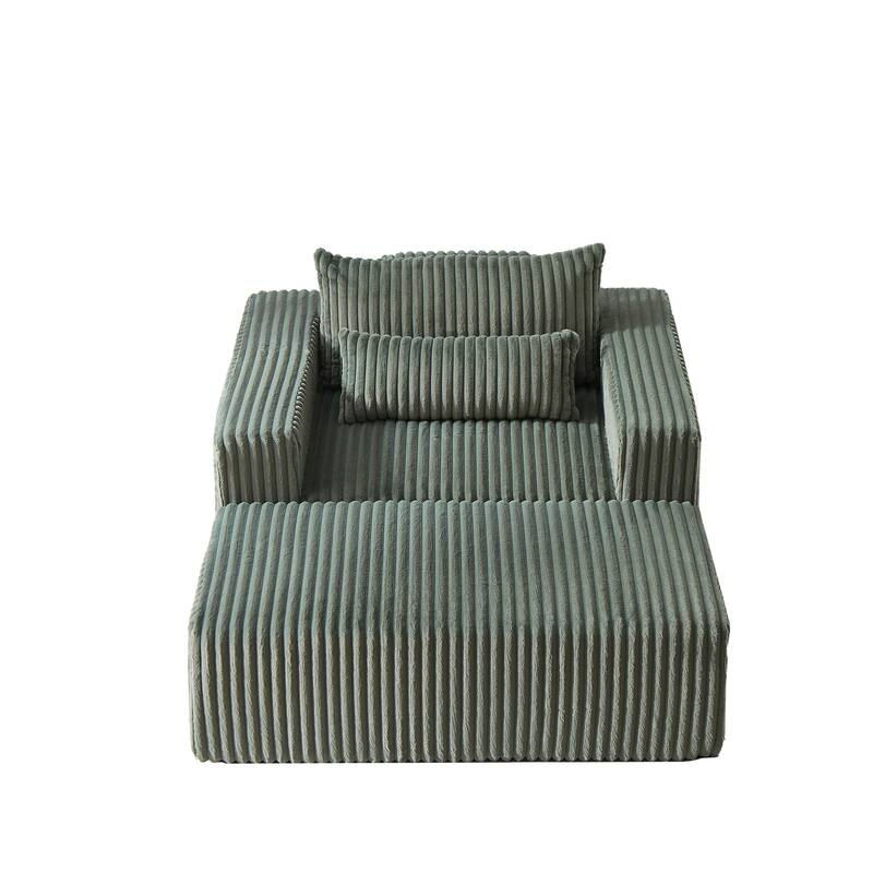 Corduroy Sponge Sofa Lounge Chair with Removable footrest