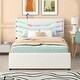 preview thumbnail 6 of 30, Queen Size Upholstered Storage Platform Bed with LED White