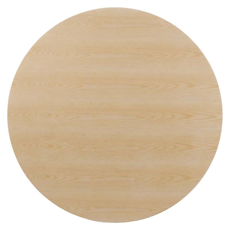 Modway Lippa Round Wood Grain 60" Dining Table, Gold Natural