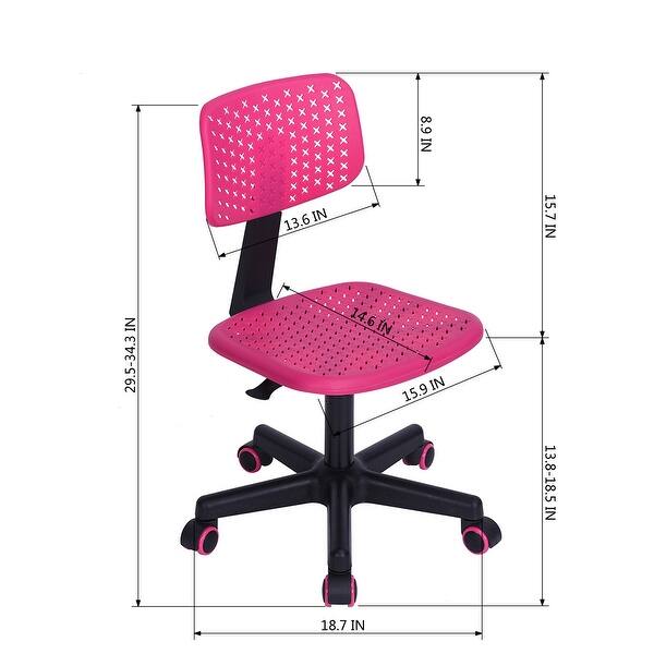 dimension image slide 1 of 3, HomyLin Plastic Adjustable Rolling Kids Study Desk Chair Armless