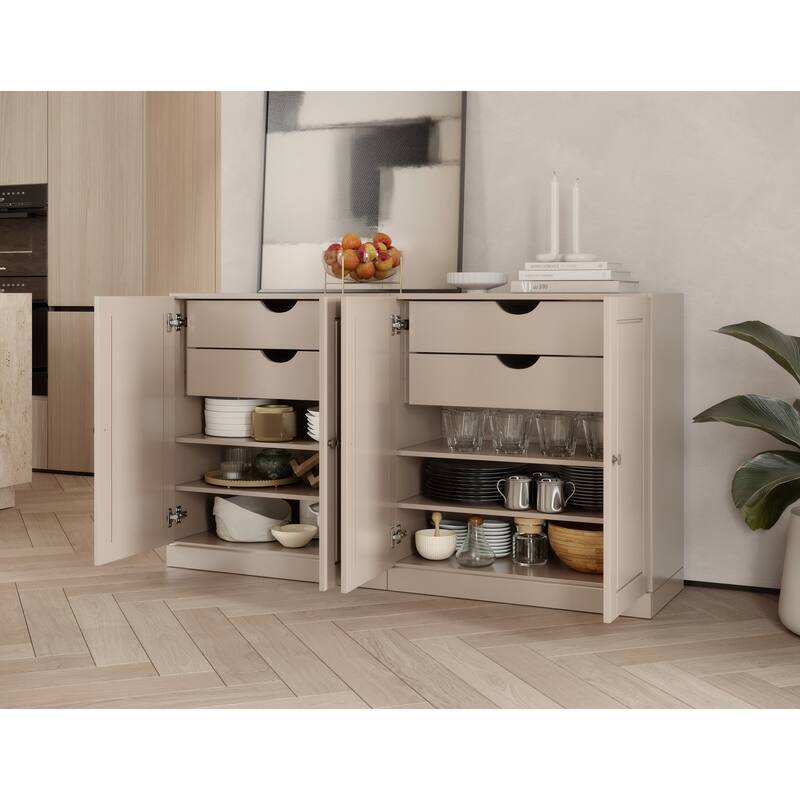 Palace Imports 100% Solid Wood 64" Sideboard with Solid Doors, 4-Drawers and Adjustable Shelves