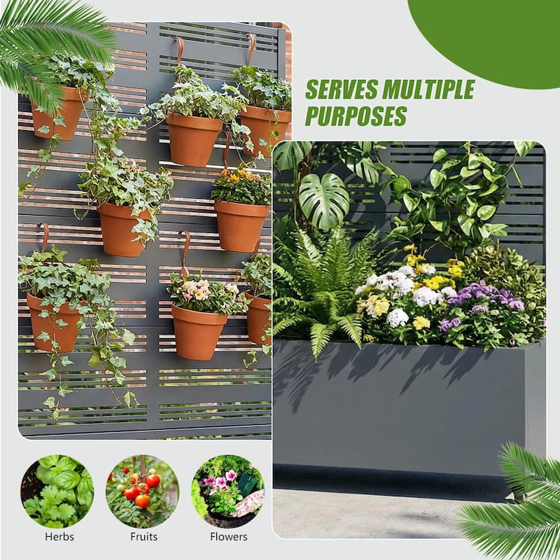 Outdoor Metal Galvanized Privacy Screen Planter Box with Trellis Lockable Wheels