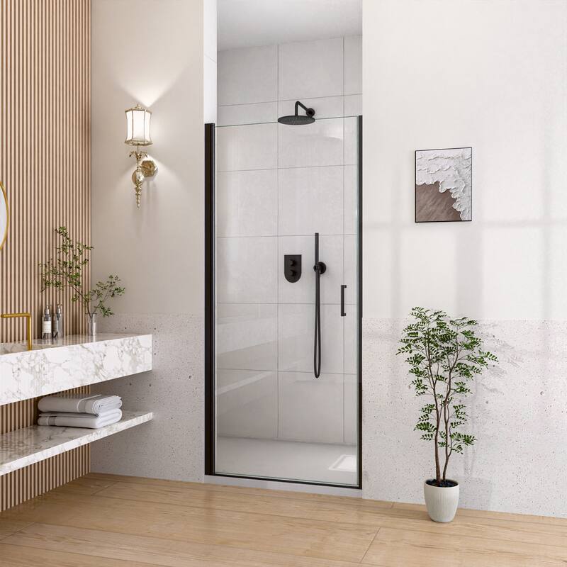 GDFStudio - Modern America Design Semi-Frameless Circular Pivot Shower Door with 1/4" SGCC Tempered Glass & Magnetic Soft-close