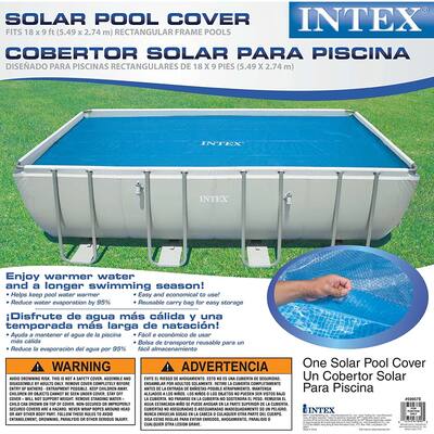 Intex Solar Cover for 18ft X 9ft Rectangular Frame Pools, Measures 17' 8" X 8' 4"