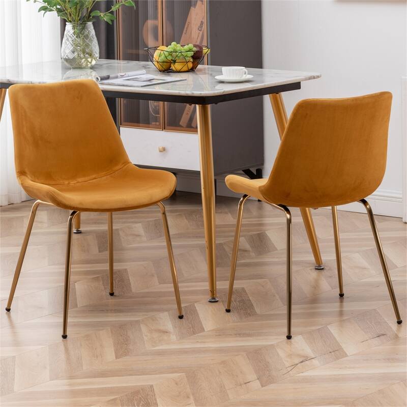Modern Velvet Dining Chair with Metal Frame and Legs (Set of 2)