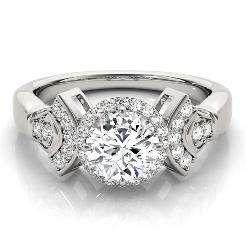 Auriya 14k White Gold Lab Grown Round Diamond Halo Engagement Ring 0.50 to 5.00 ct. tw. (F-G VS)