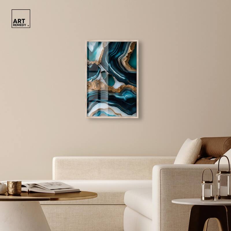 Teal Tectonic II Shadowbox by Art Remedy