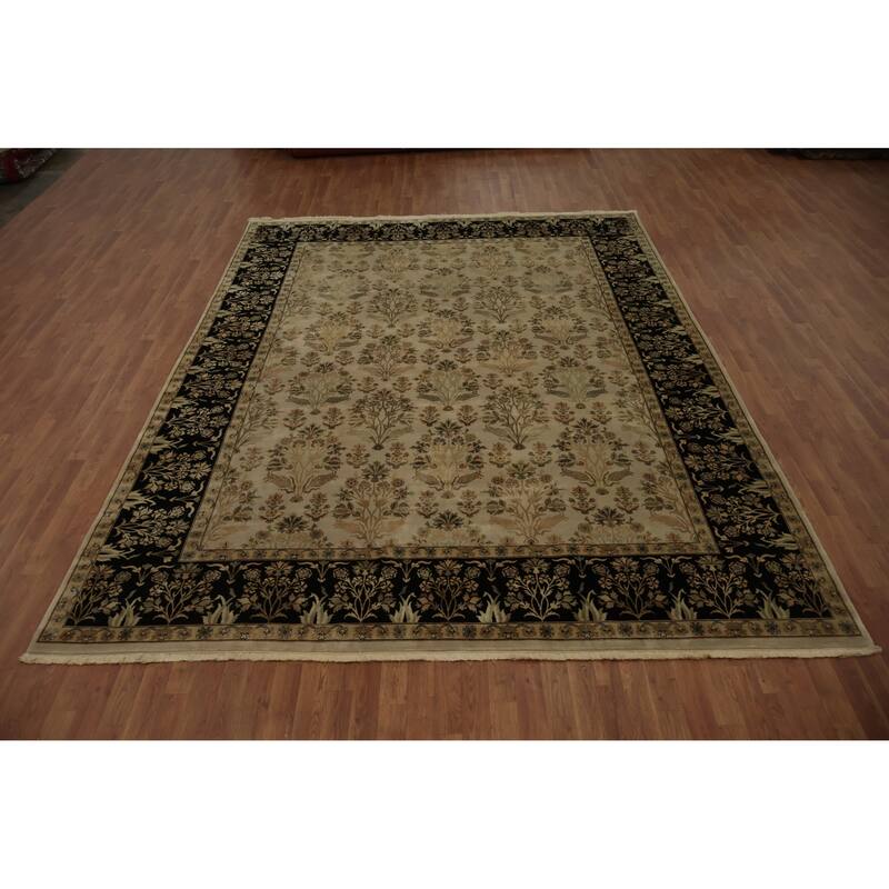 Hand Knotted Oriental 100% Wool Carpet Traditional All-Over Beige & Ivories Ziegler Area Rug - 11' 10'' X 9' 0''