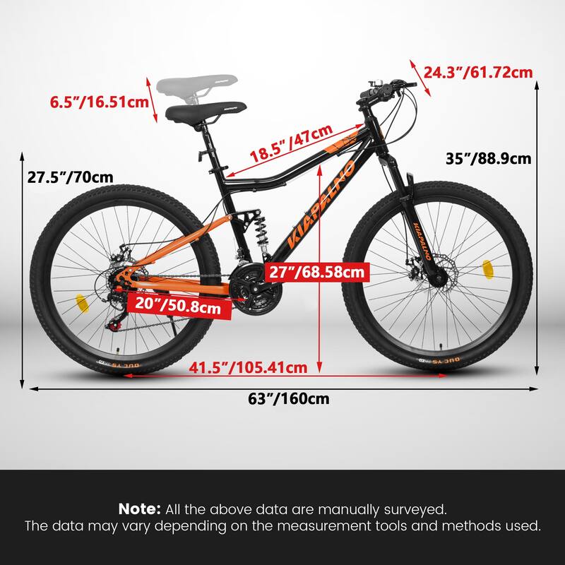 26 Inch Curved Mountain Bike with Iron Frame 21 Speed, Dual Disc Brakes, Dual Shock Absorption, All Terrain Tires for Trail