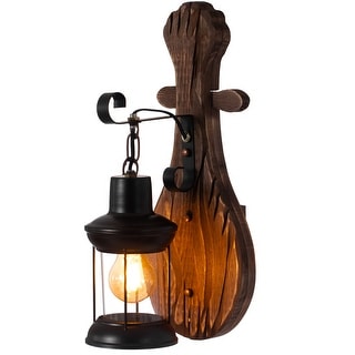 Vintage Industrial Anker Shape Wooden Wall Lamp Wall Sconce Light