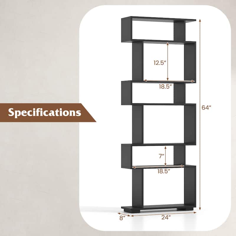 Costway 2 PCS Bookcase 6-Tier Bookshelf with Anti-Tipping Kit - See Details