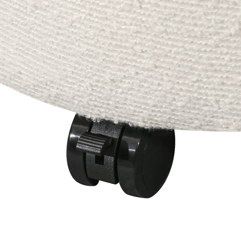 Adeco Faux Leather Round Storage Ottoman with Tufted