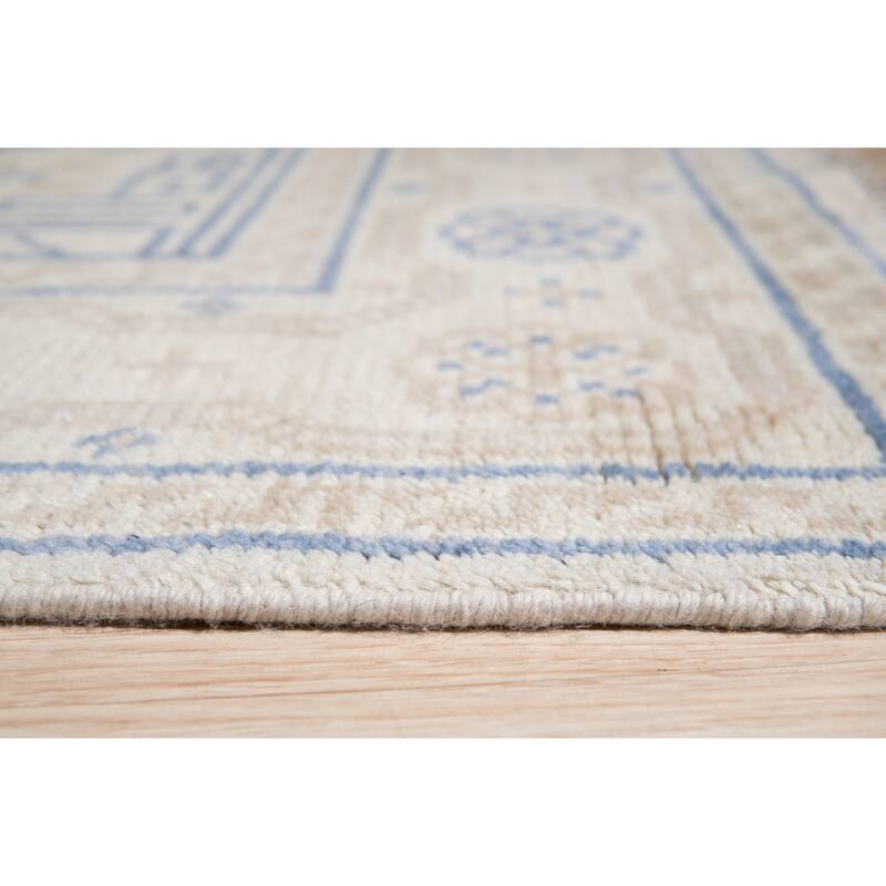 Home Decor EORC Hand-Knotted Wool Khotan Weave Rug, Beige Elegant & Luxurious Area Rug for Enhancing Your Living Room, Bedroom