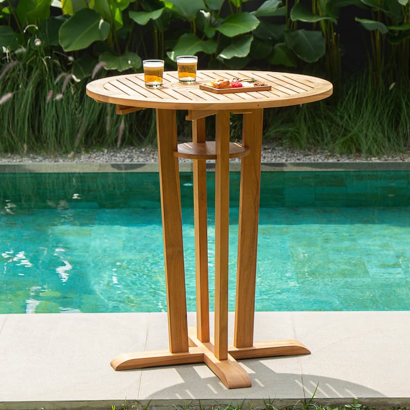 Cambridge Casual Paxton Teak wood Bar-height Patio Bistro Table - Natural Teak