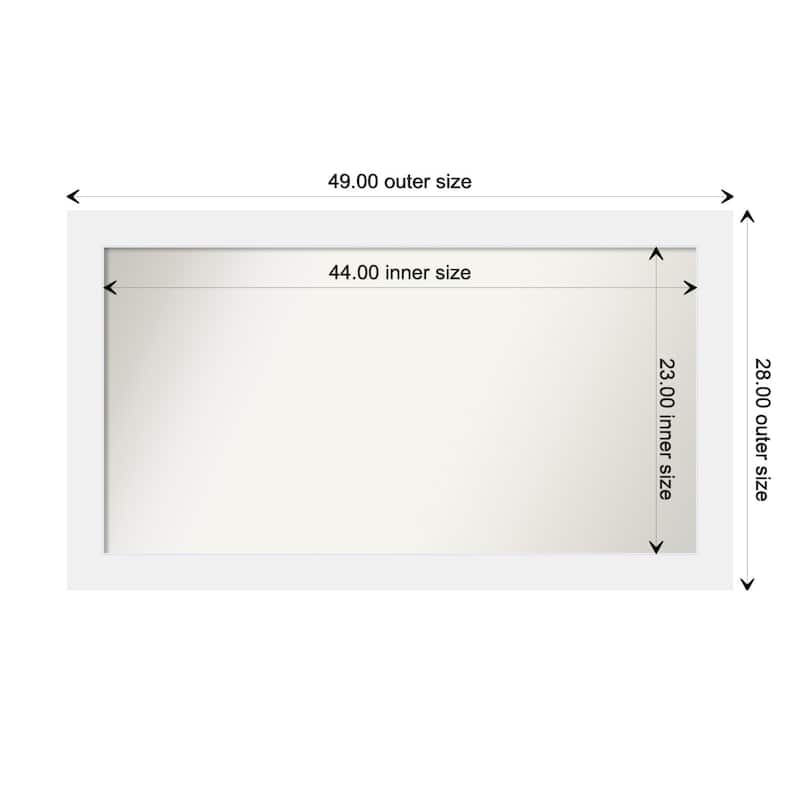 Corvino White Framed Non-Beveled Custom Wall Mirror, Bathroom Vanity Mirror - Outer Size: 49 x 28