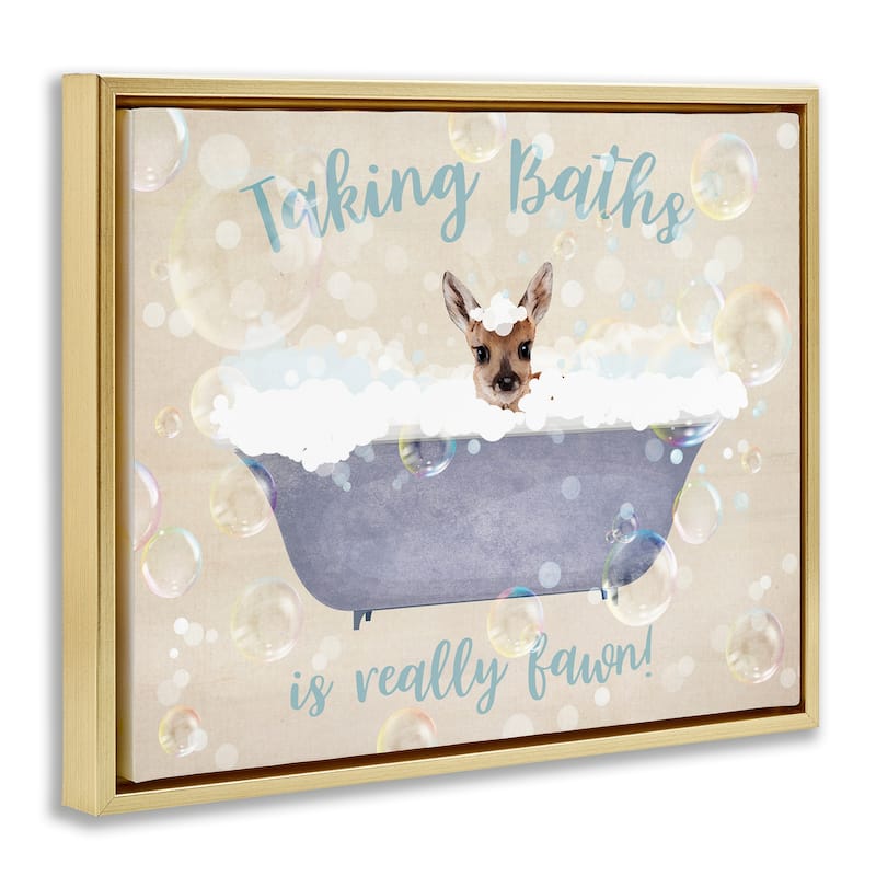 Stupell Taking Baths Is Fawn Framed Floater Canvas Wall Art Design By Susan Arnot