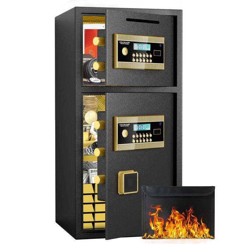 Digital Security Safe with Fireproof and Waterproof Bag,6.5 Cubic Feet Safe Box with Hidden Code Function for Home,Office - Black