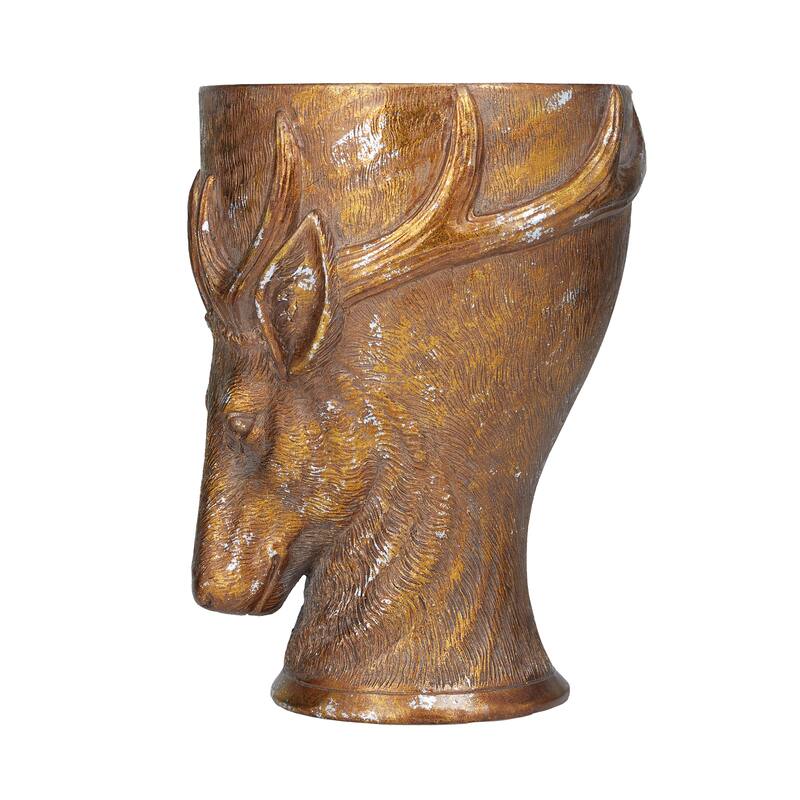 Bronze Polystone Traditional Planter - 10"L x 10"W x 14"H