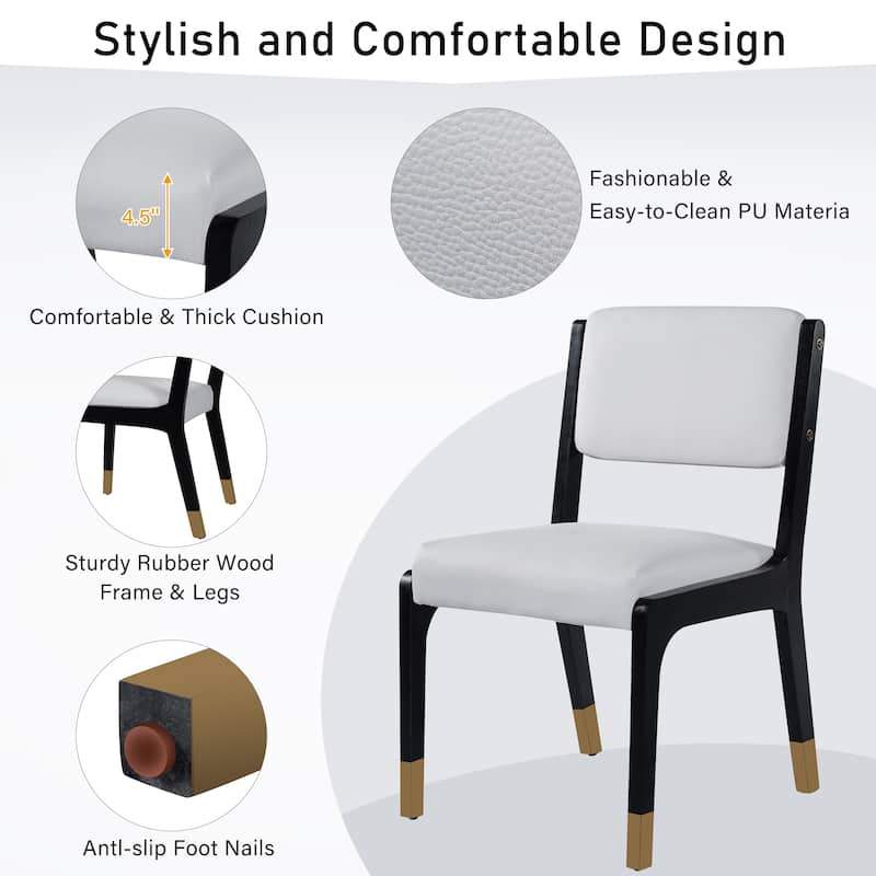 Wooden Dining Chairs Set of 2, Modern Fabric Upholstered Kitchen Side Chairs, Farmhouse Dining Room Accent Chair