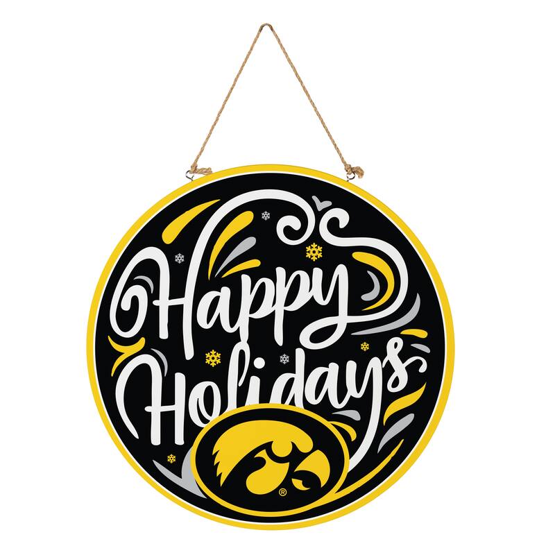 University of Iowa 18" x 18" Happy Holidays Door Décor Wall Sign - 18" x 18"