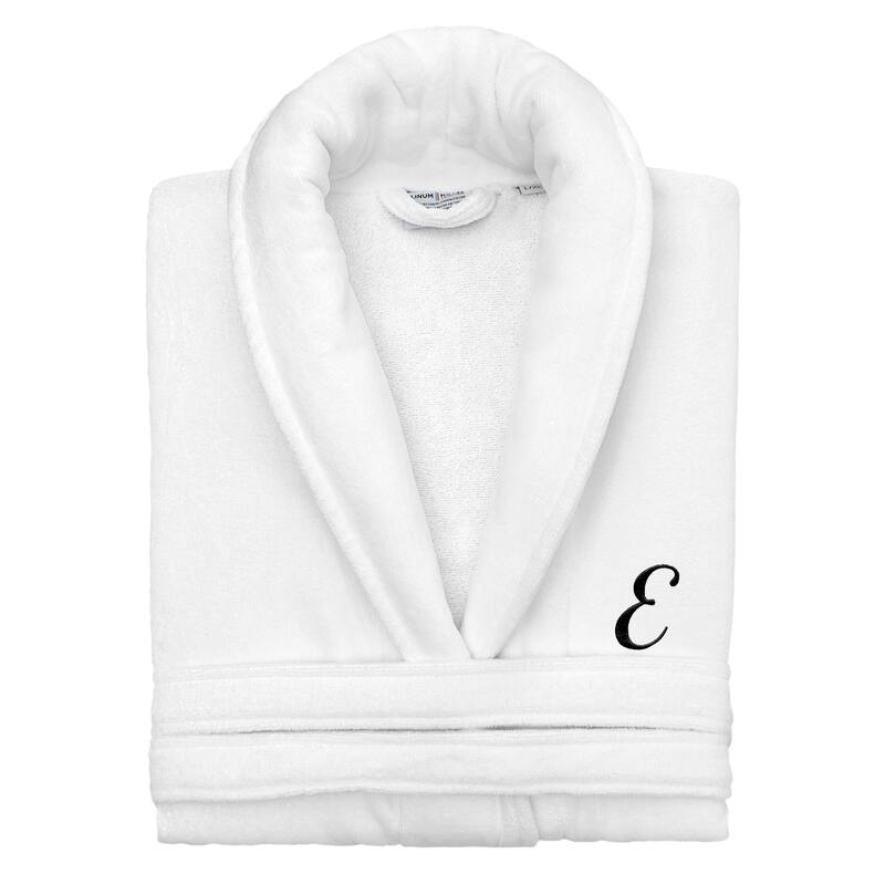 Authentic Hotel and Spa 100% Turkish Cotton Personalized Unisex Anovia Velour Bathrobe - Black Script Font - Large/XLarge - E