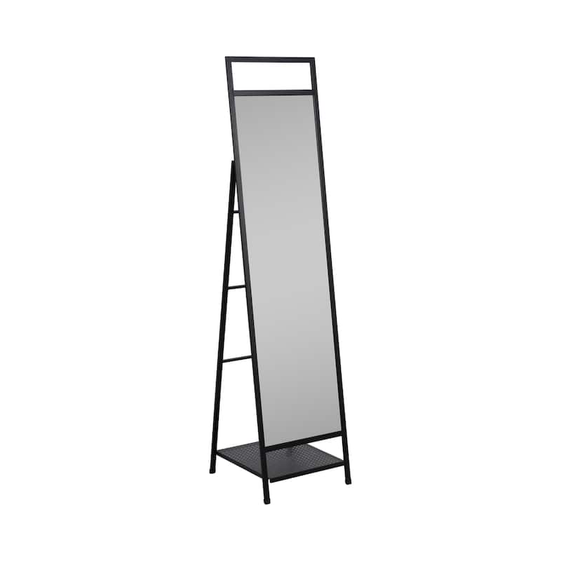 Sagebrook Home 63-inch Standing Mirror With Hooks, Black - 16" x 2" x 63"