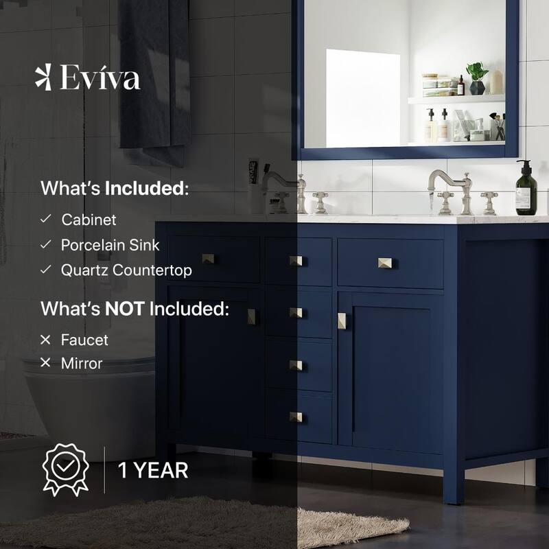 Artemis 48" Blue DS Bath Vanity with Carrara Style Man-Made Stone Top - 48