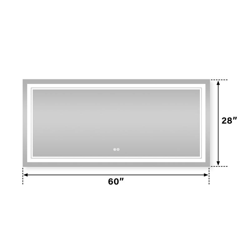 Retangular Wall Mounted LED Bathroom Mirror With Touch Switch Memory Mirror Anti-Fog (Horizontal/Vertical)