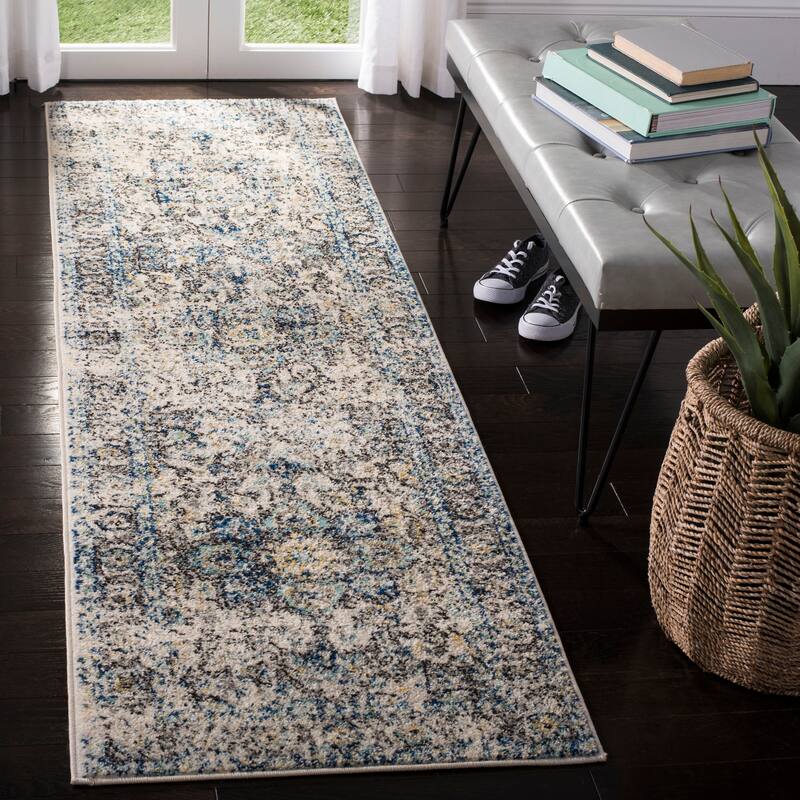 SAFAVIEH Madison Snowflake Medallion Rustic Farmhouse Distressed Rug - 2'3" x 8' Runner - Turquoise/Ivory - Runner