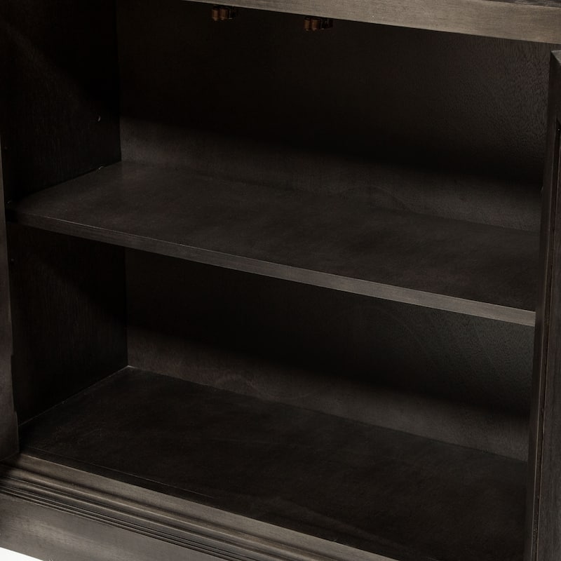 Groenlo Transitional Grey Wood Multi-Storage Curio Cabinet with Molded Details by Copper Grove