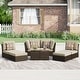 preview thumbnail 1 of 13, Corvus Oreanne 8-piece Brown Wicker Sectional Patio Furniture Set Brown - Beige