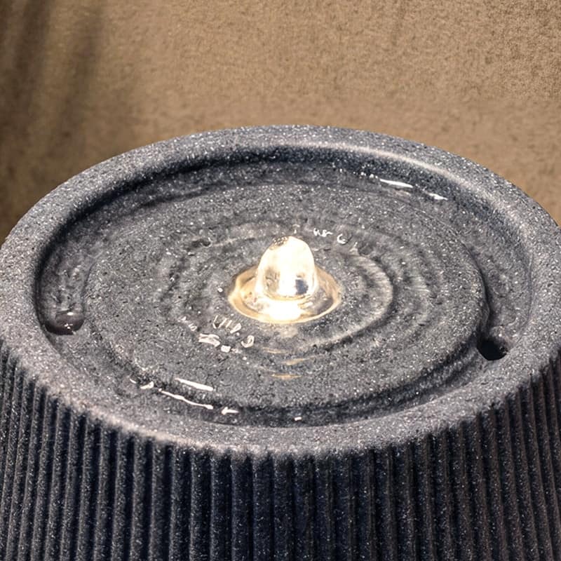 1.5lbs Easy to Move Ribbed Grey Fountain with Pump LED Light Indoor Outdoor Use