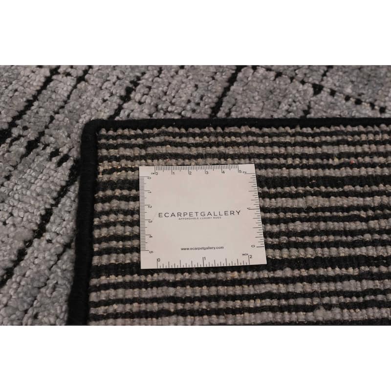 ECARPETGALLERY Hand Loomed Kashkuli Gabbeh Light Grey Silk Rug - 8'0 x 9'6