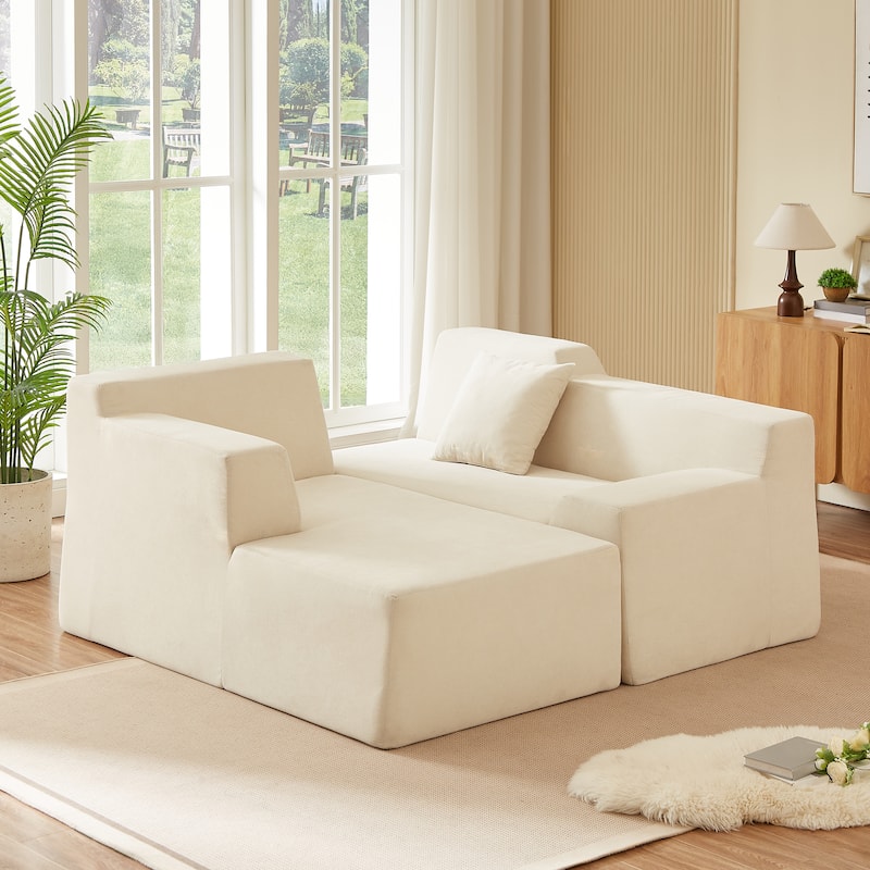 Rossetta L-Shaped Design Left-Facing Modern Minimalist Corduroy High Raised Thickened Back Sofa