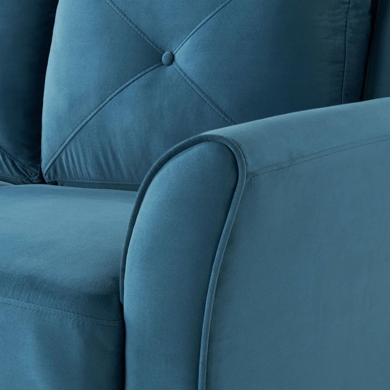 Modern 2-Seater Upholstered Microfiber Loveseat Sofa with Tufted Cushions for Living Room - 32.7'' H x 56.3'' W x 31.5'' D