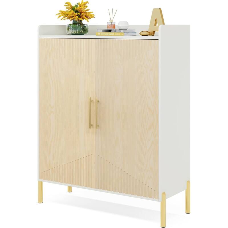 6-Tier Shoe Cabinet in White & Gold