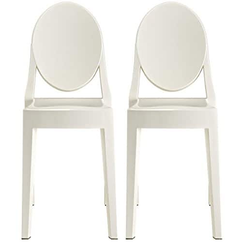 Shop 2xhome Set Of 2 Standard Size White Plastic Dining