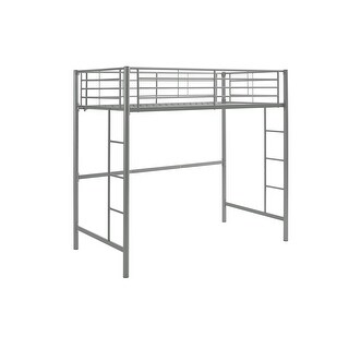Industrial Minimalist Powder-Coated Metal Twin over Loft Metal Bunk Bed Frame with Integrated Guardrails,Classic Loft Bed
