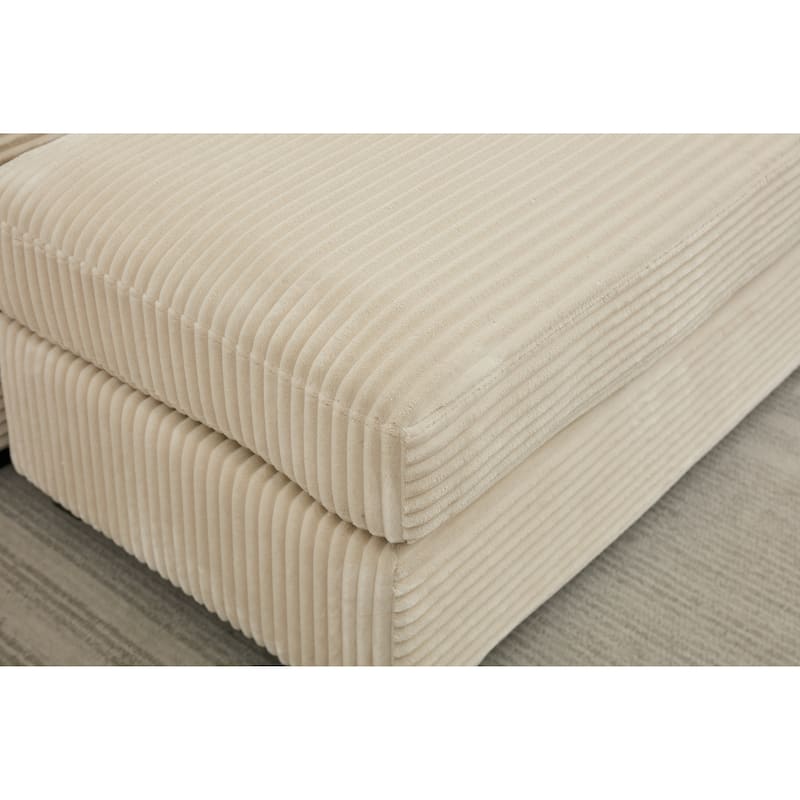 Modular Convertible Sectional Sofa with 2 Ottomans, 2 Seaters Corduroy Arms Couch, Loveseat Sofa with Cup Holders & USB Ports