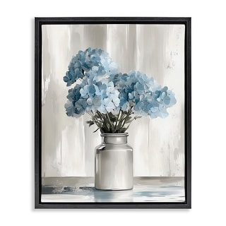 Stupell Blue Cottage Hydrangeas Framed Floater Canvas Wall Art Design ...