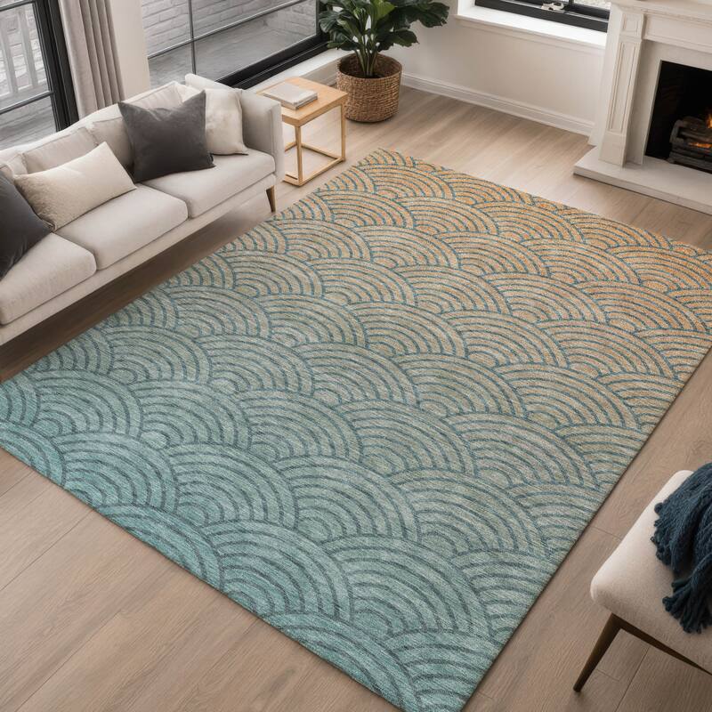 Machine Washable Indoor/ Outdoor Contemporary Poppy Chantille Rug