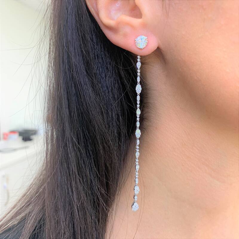 Joelle Collection Diamond Push-Back Dangle Earring Backs 14K Gold 1.95 CT TDW 4" Drop