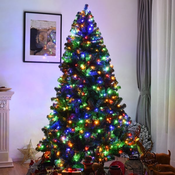 Shop Costway 7 5ft Pre Lit Christmas Tree Hinged 550 Multicolor