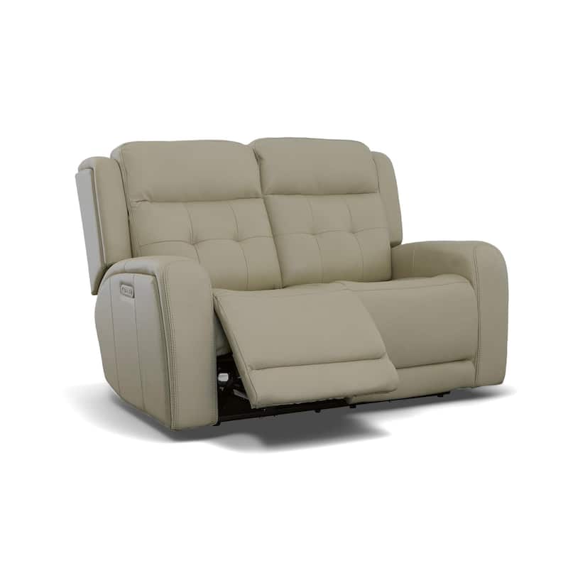 Grant 63" Premium Leather Reclining Loveseat by Flexsteel - Ivory